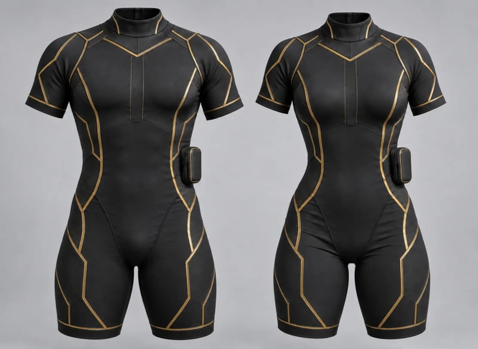 Male and female FormFiber Alpha-0.2 connected fitness suit concepts